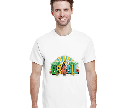 T-shirt Brésil — Lettrage tropical BRASIL Brazilina