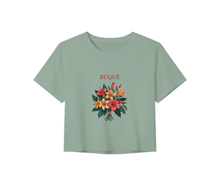 Buquê — crop top bouquet tropical, coupe courte — Vert