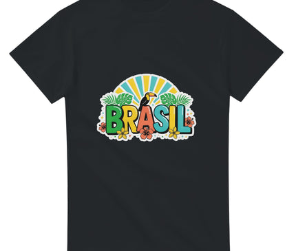 T-shirt Brésil — Lettrage tropical BRASIL Brazilina