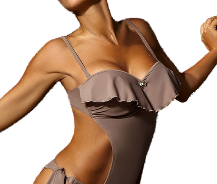 Maillot 1 pièce brésilien marron · modèle 4