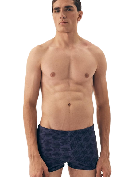 Maillot de bain homme bleu marine à pois
