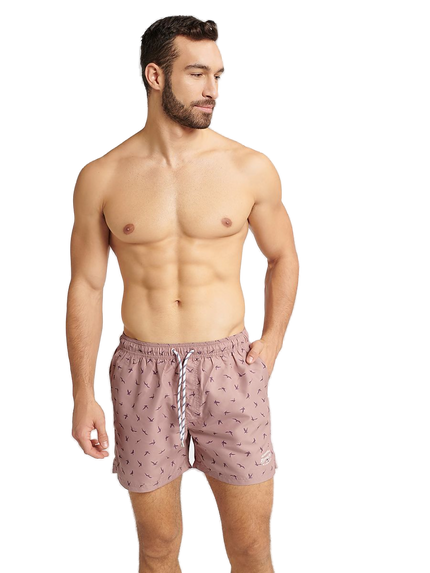 Short de bain homme vieux rose à motif