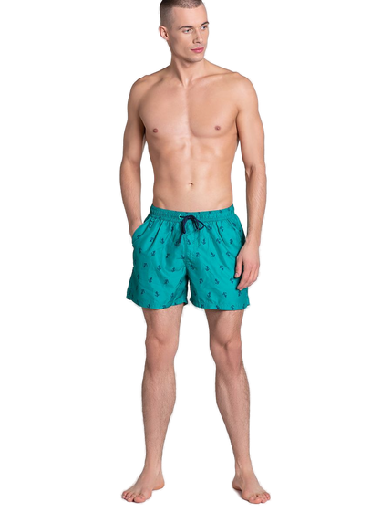 Short de bain homme turquoise à motif