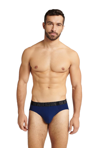Slip de bain homme bleu marine à logo