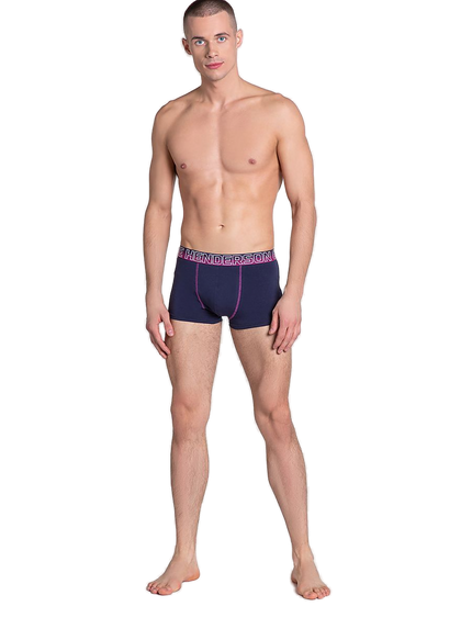 Maillot de bain homme bleu marine à liseré rose