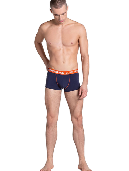Maillot de bain homme bleu marine à taille orange