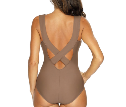 Maillot 1 pièce brésilien marron · modèle 3
