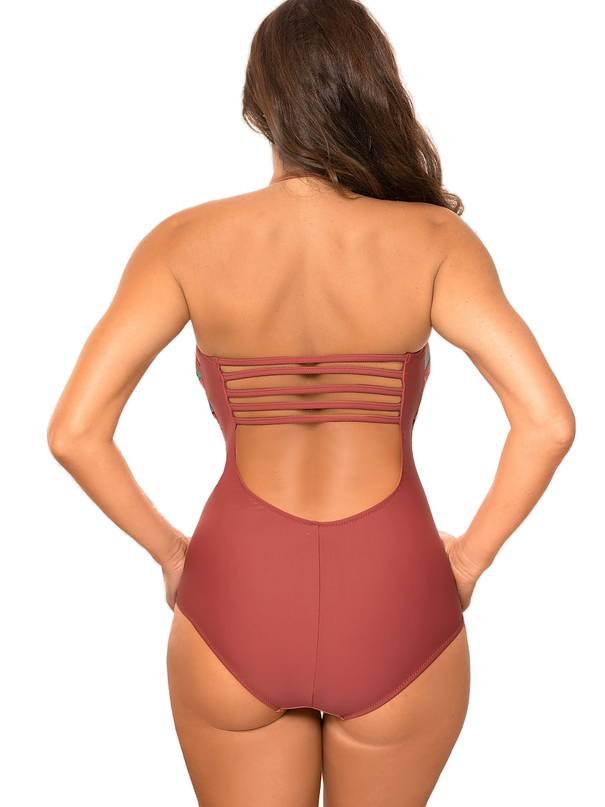 Maillot 1 pièce brésilien rayé multicolore