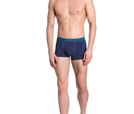 Maillot de bain homme bleu marine à pois turquoise