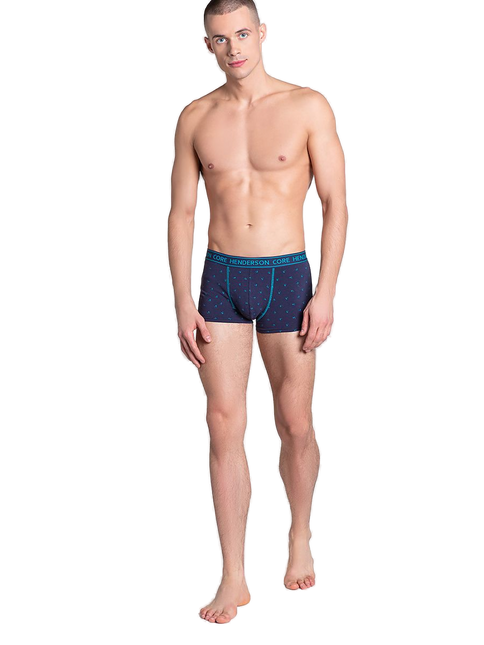 Maillot de bain homme bleu marine à pois turquoise