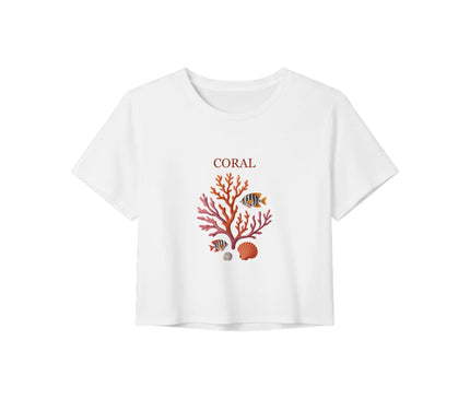 Crop top corail — Coral Brésil — Blanc