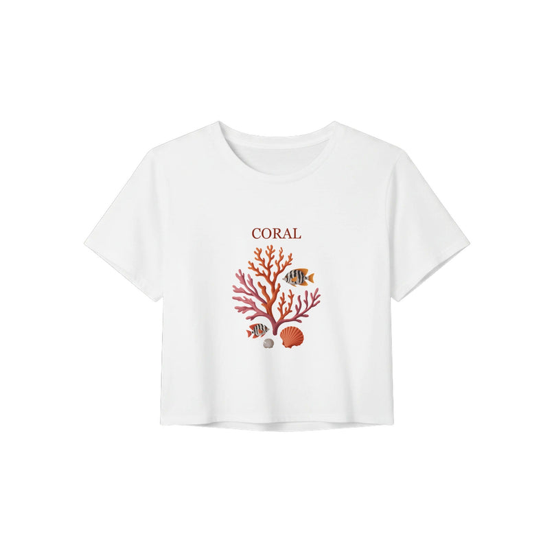Crop top corail — Coral Brésil — Blanc