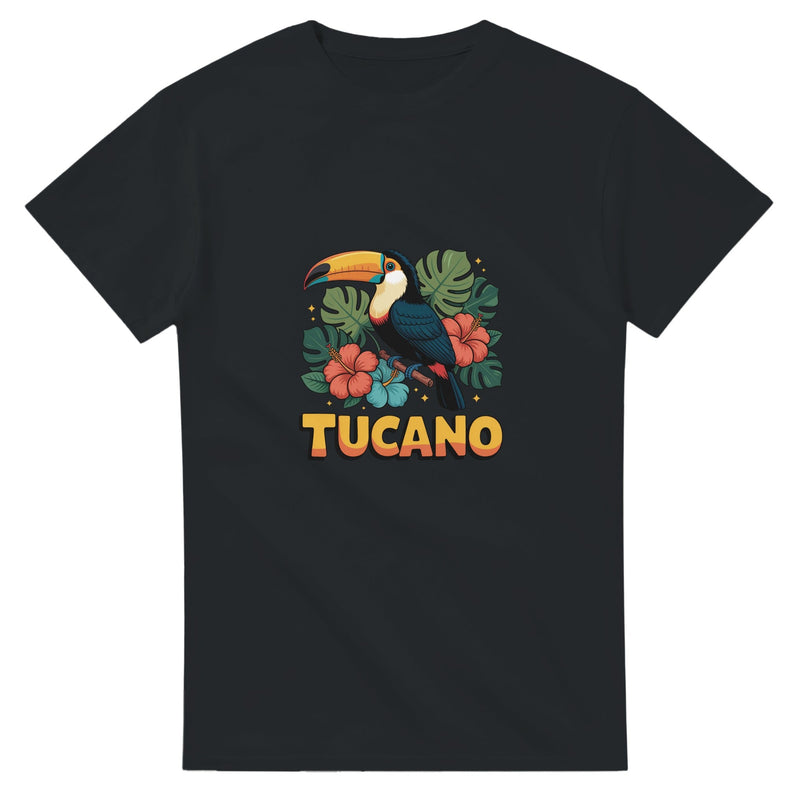 T-shirt Brésil tropical — Toucan & hibiscus — Noir