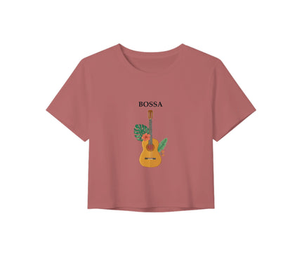Bossa — crop top guitare tropicale, coupe courte