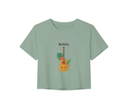 Bossa — crop top guitare tropicale, coupe courte